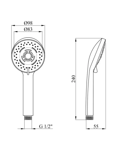 Лейка для ручного душа Kroner KRM - C717, круглая, 3 режима, хром