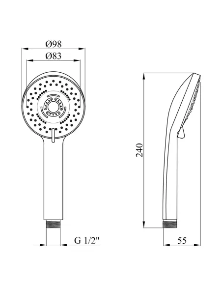 Лейка для ручного душа Kroner KRM - C717, круглая, 3 режима, хром