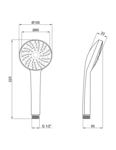 Лійка для ручного душу Kroner KRM - C718, кругла, 1 режим, хром