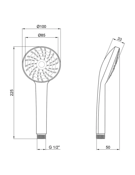 Лійка для ручного душу Kroner KRM - C718, кругла, 1 режим, хром
