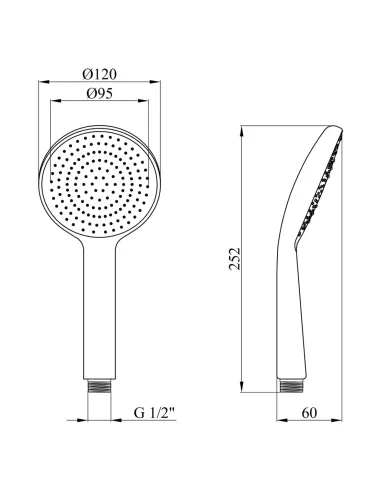 Лейка для ручного душа Kroner KRM - C719, круглая, 1 режим, хром
