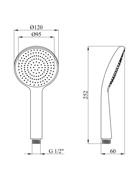 Лейка для ручного душа Kroner KRM - C719, круглая, 1 режим, хром