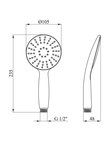 Лейка для ручного душа Kroner KRM - C720, круглая, 1 режим, хром