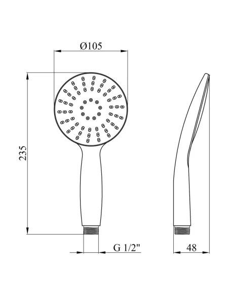 Лейка для ручного душа Kroner KRM - C720, круглая, 1 режим, хром