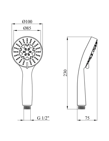 Лійка для ручного душу Kroner KRM - C721, кругла, 5 режимів, хром