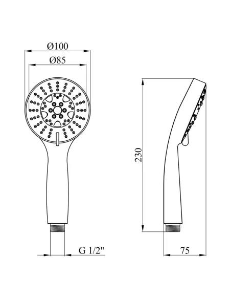 Лейка для ручного душа Kroner KRM - C721, круглая, 5 режимов, хром