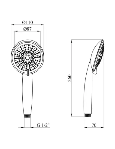 Лійка для ручного душу Kroner KRM - C722, кругла, 3 режими, хром