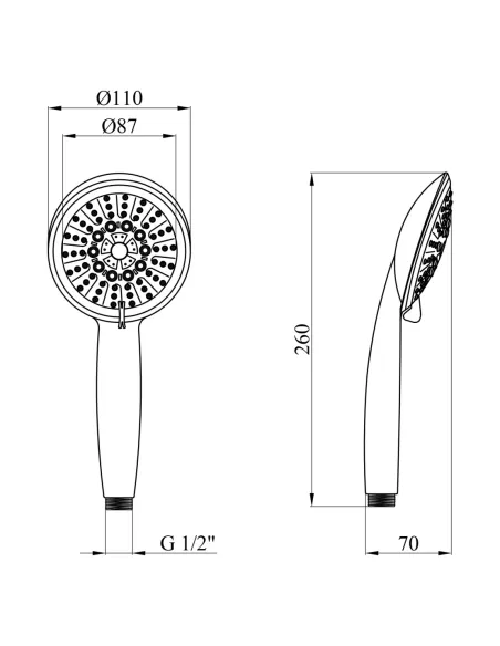Лейка для ручного душа Kroner KRM - C722, круглая, 3 режима, хром