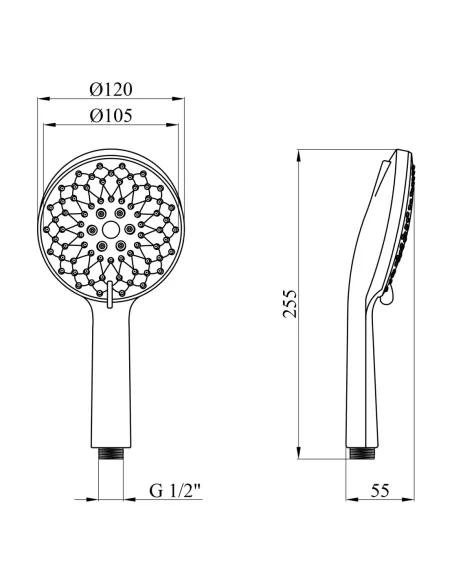 Лейка для ручного душа Kroner KRM - C723, круглая, 4 режима, хром