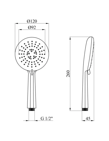 Лейка для ручного душа Kroner KRM - C724, круглая, 3 режима, хром