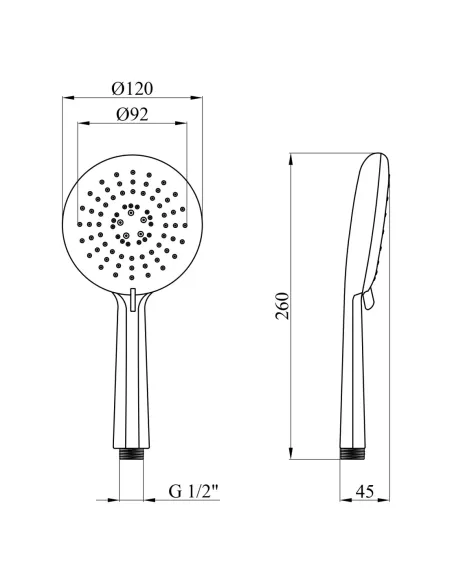 Лійка для ручного душу Kroner KRM - C724, ​​кругла, 3 режими, хром
