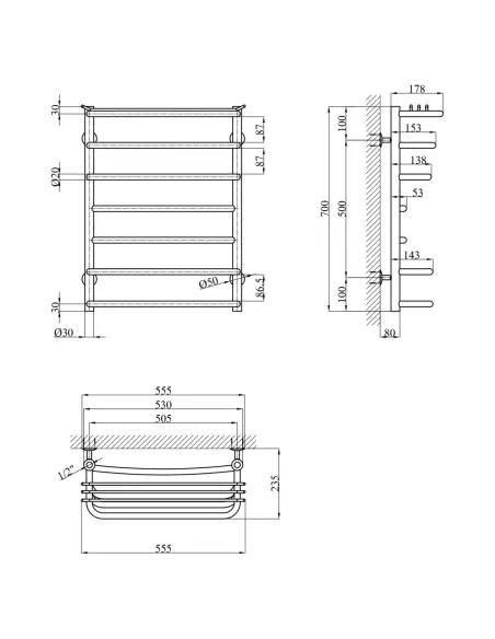 Сушка для рушників водяна Kroner KRP Stern WT700x500-7