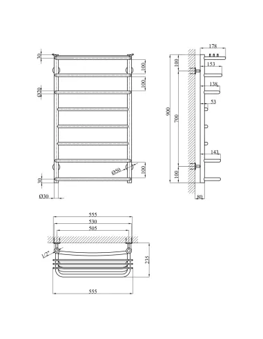 Сушка для рушників водяна Kroner KRP Stern WT900x500-8