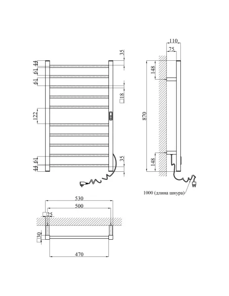 Сушка для рушників електрична Kroner KRP Hitze-Stern SCH8753-10T