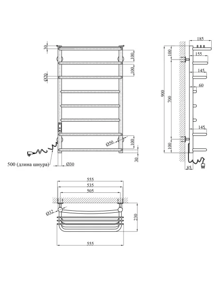 Сушка для рушників електрична Kroner KRP Stern EL900x500-8