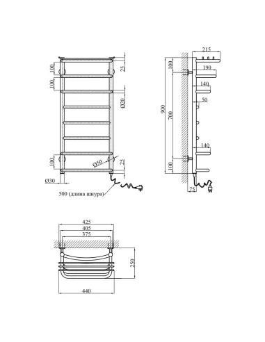 Сушка для рушників електрична Kroner Канна ДК05ER 900х400/8 ER
