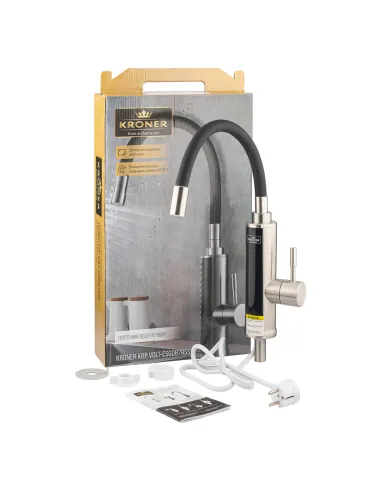 Смеситель для кухни с подогревом воды Kroner KRP Volt - ESG087RSS с дисплеем