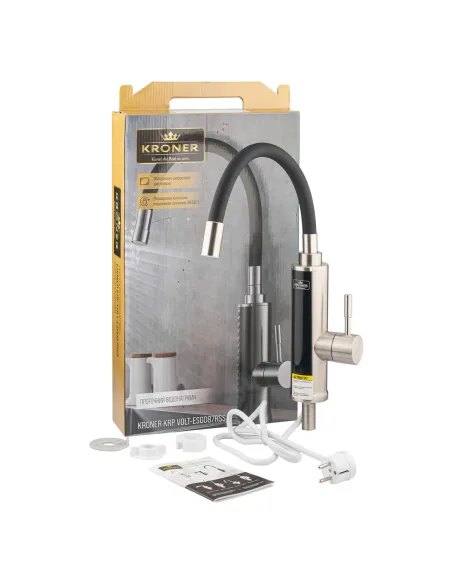 Смеситель для кухни с подогревом воды Kroner KRP Volt - ESG087RSS с дисплеем