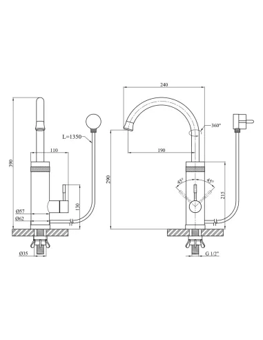 Смеситель для кухни с подогревом воды Kroner KRP Volt - ESG088 с дисплеем