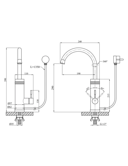 Смеситель для кухни с подогревом воды Kroner KRP Volt - ESG088 с дисплеем