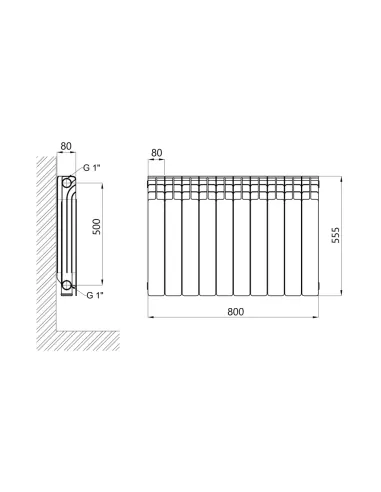 Радиатор биметаллический Thermo Alliance Bi-Ferrum 500/80, 10 секций