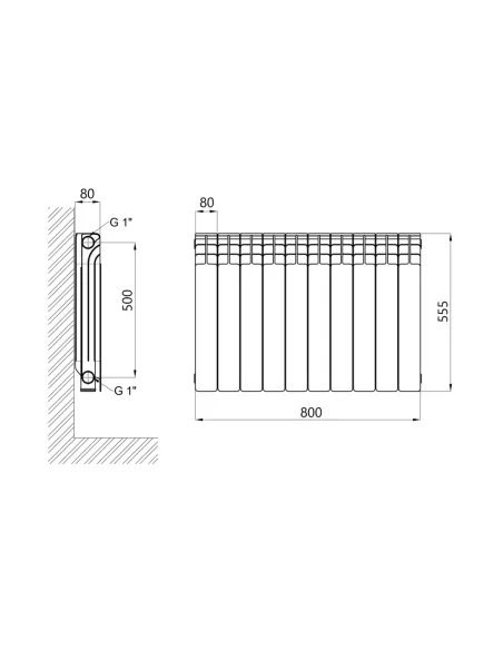 Радиатор биметаллический Thermo Alliance Bi-Ferrum 500/80, 10 секций