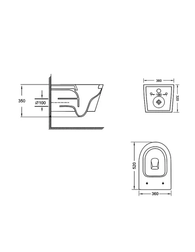 Унітаз Q-Tap Jay Ultra Quiet QT07335175W, 520х360х320 мм, безободковий, підвісний
