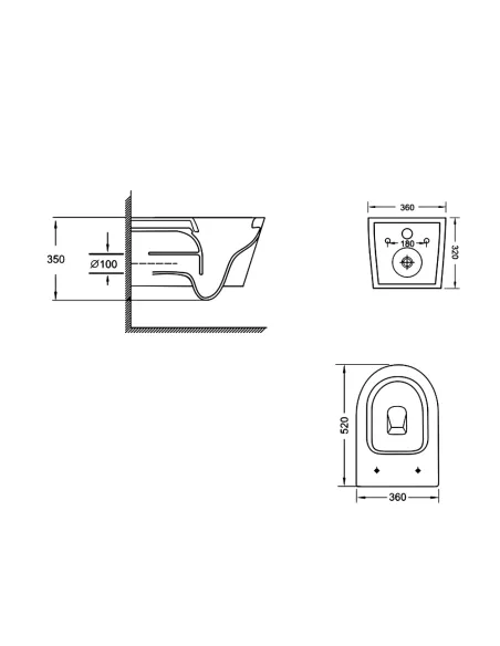 Унітаз Q-Tap Jay Ultra Quiet QT07335175W, 520х360х320 мм, безободковий, підвісний