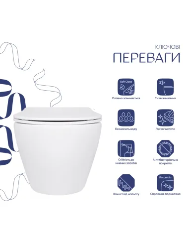 Унитаз Q-Tap Jay Ultra Quiet QT07335175W, 520х360х320 мм, безободковый, подвесной