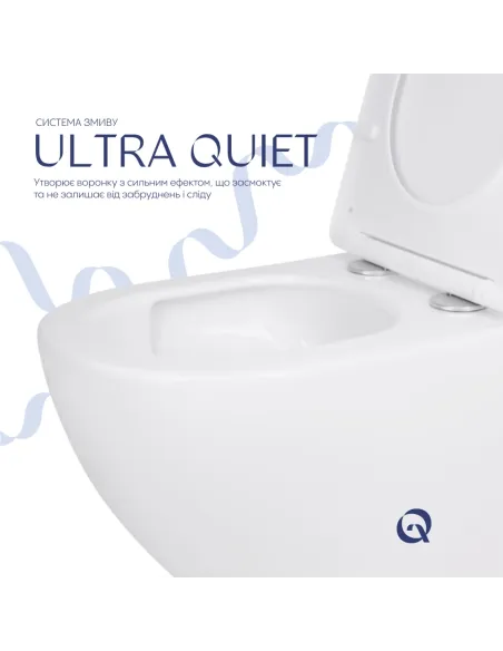 Унитаз Q-Tap Jay Ultra Quiet QT07335175W, 520х360х320 мм, безободковый, подвесной
