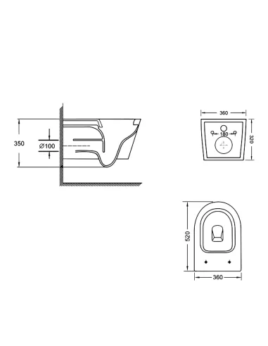 Унитаз Q-Tap Swan Ultra Quiet QT16335180W, 520х360х320 мм, безободковый, подвесной