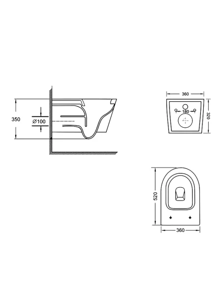 Унітаз Q-Tap Swan Ultra Quiet QT16335180W, 520х360х320 мм, безободковий, підвісний