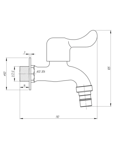 Кран шаровой для полива Thermo Alliance Standart TAS348W15SS 1/2 дюйма