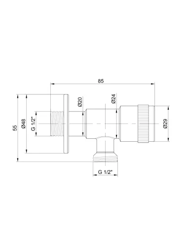 Приладовий кран кутовий Thermo Alliance Standart TAS345W1515SS 1/2 дюйми