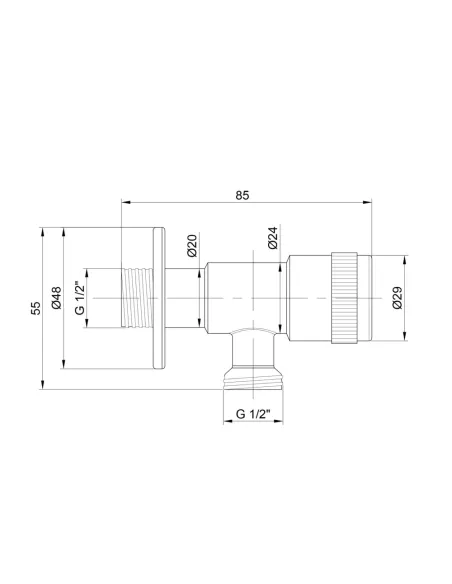 Приборный кран угловой Thermo Alliance Standart TAS345W1515SS 1/2 дюйма