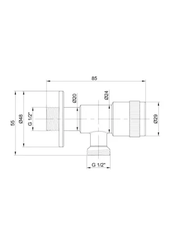 Приборный кран угловой Thermo Alliance Standart TAS347W1515SS 1/2 дюйма