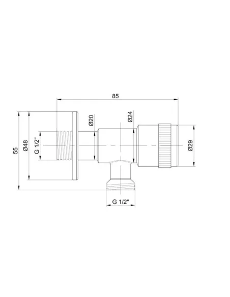 Приладовий кран кутовий Thermo Alliance Standart TAS347W1515SS 1/2 дюйми