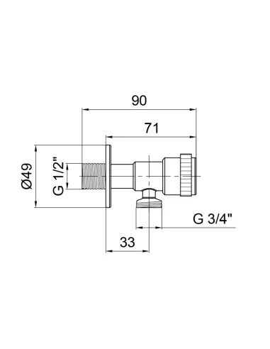 Приборный кран угловой Thermo Alliance Standart TAS345W1520SS 1/2 х 3/4 дюйма