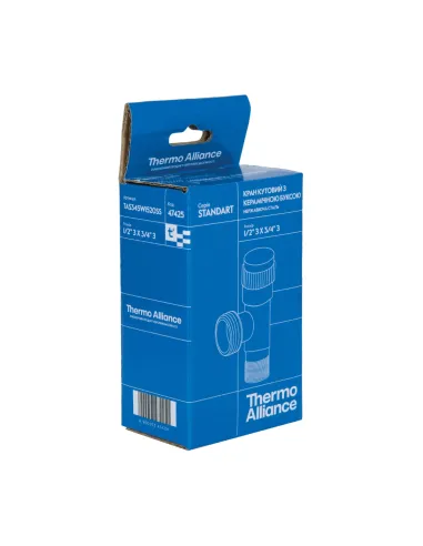 Приладовий кран кутовий Thermo Alliance Standart TAS345W1520SS 1/2 х 3/4 дюйми