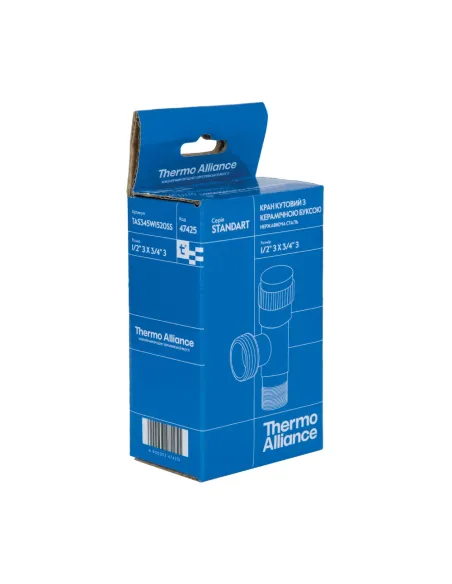 Приладовий кран кутовий Thermo Alliance Standart TAS345W1520SS 1/2 х 3/4 дюйми