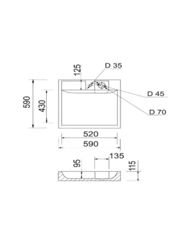 Раковина из искусственного камня Q-Tap Arvin QTARV2365WHI48575 White 595x595x115 мм, установка над стиральной машиной