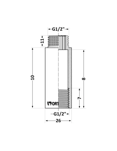 Удлинитель латунный Thermo Alliance Forte TAF1301510, 1/2 дюйма, 10 мм