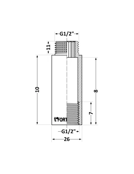 Удлинитель латунный Thermo Alliance Forte TAF1301510, 1/2 дюйма, 10 мм