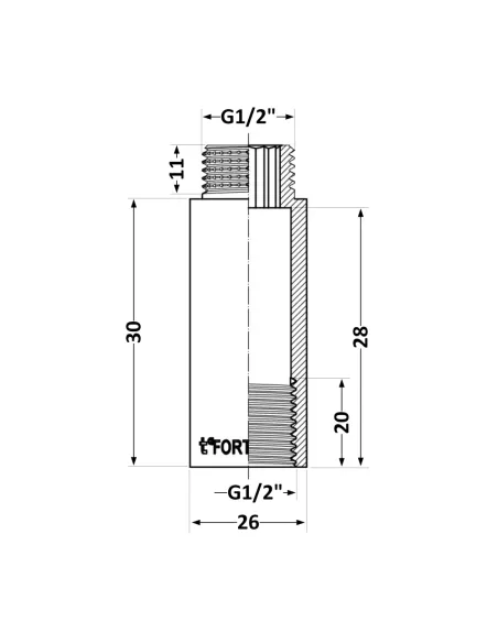 Удлинитель латунный Thermo Alliance Forte TAF1301530, 1/2 дюйма, 30 мм
