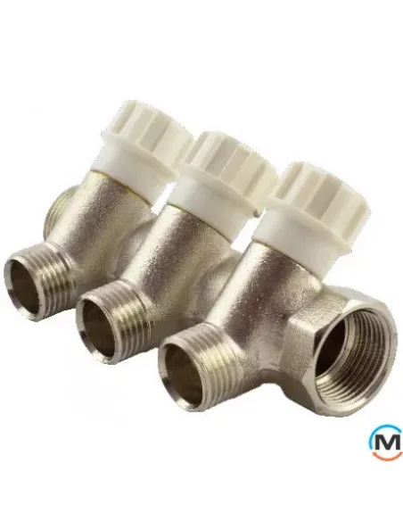 Колектор для теплого пола Fado вентильный, 1 дюйм х 16, 3 выхода