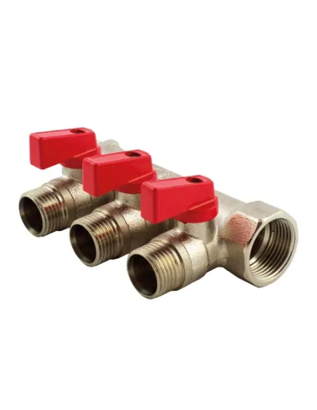 Колектор для теплої підлоги Fado 1 х 1/2 дюйма, 2 виходи, з кульовими кранами