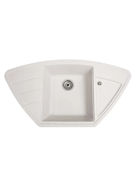 Мийка кухонна кам`яна кутова Romzha Jorum 98B Biela 101, 980х510х217 мм - 1