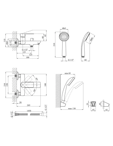 Смеситель для ванны Kroner KRM Main - C060