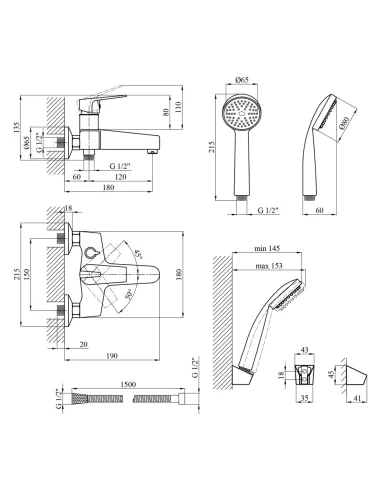 Смеситель для ванны Kroner KRM Odra - C060