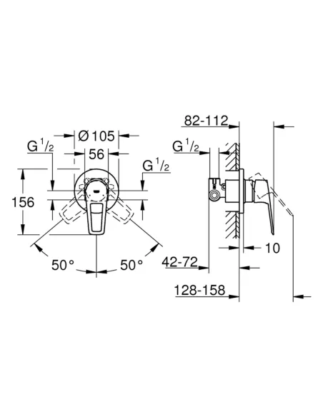 Смеситель для душа скрытого монтажа Grohe BauLoop New 29042001 Смеситель для душа скрытого монтажа Grohe BauLoop New 29042001